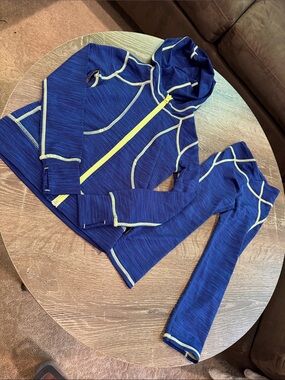 Zella Kids Navy Blue and Yellow Matching Jacket Set